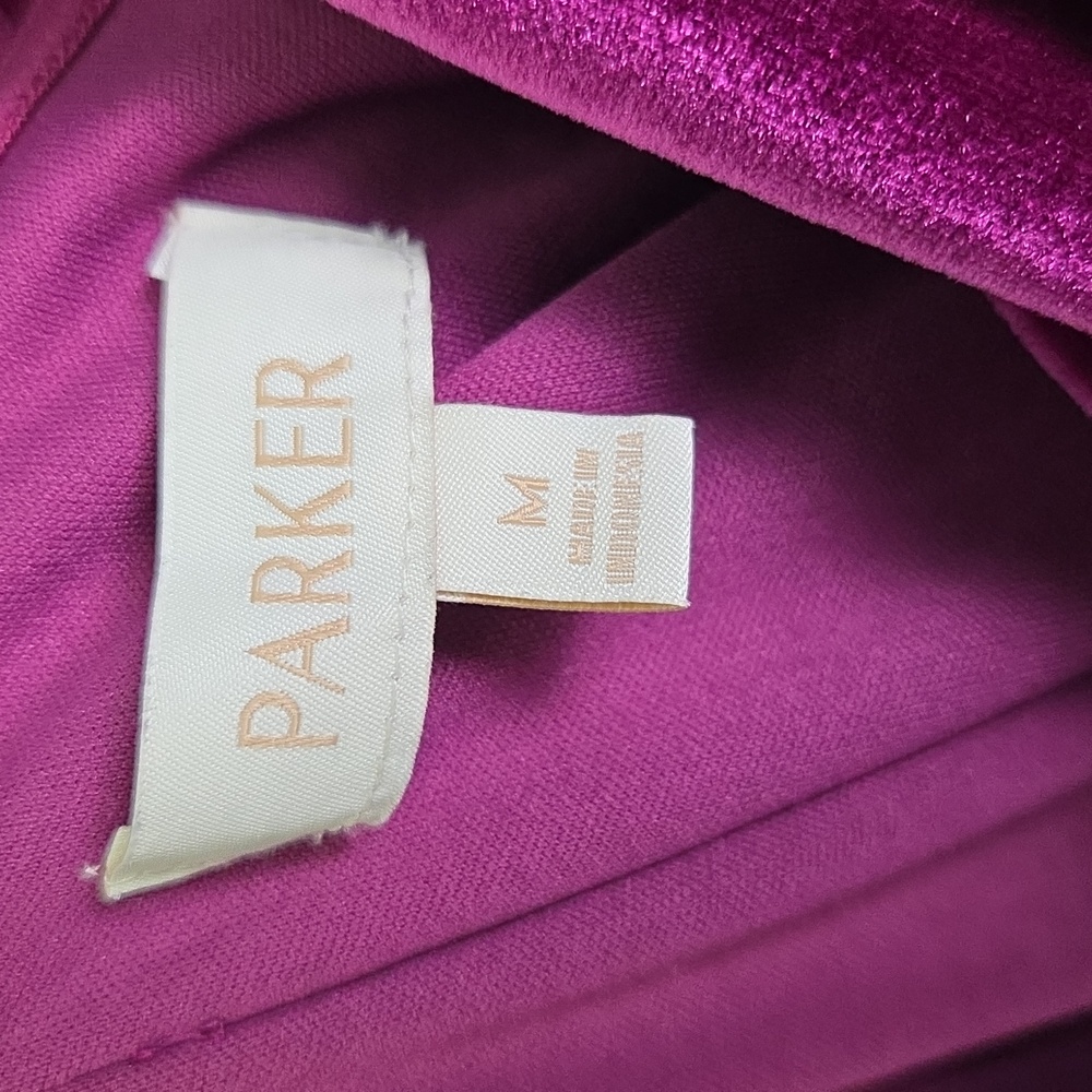 Parker Off the Shoulder Velvet Top Magenta Size Medium - Picture 6 of 7